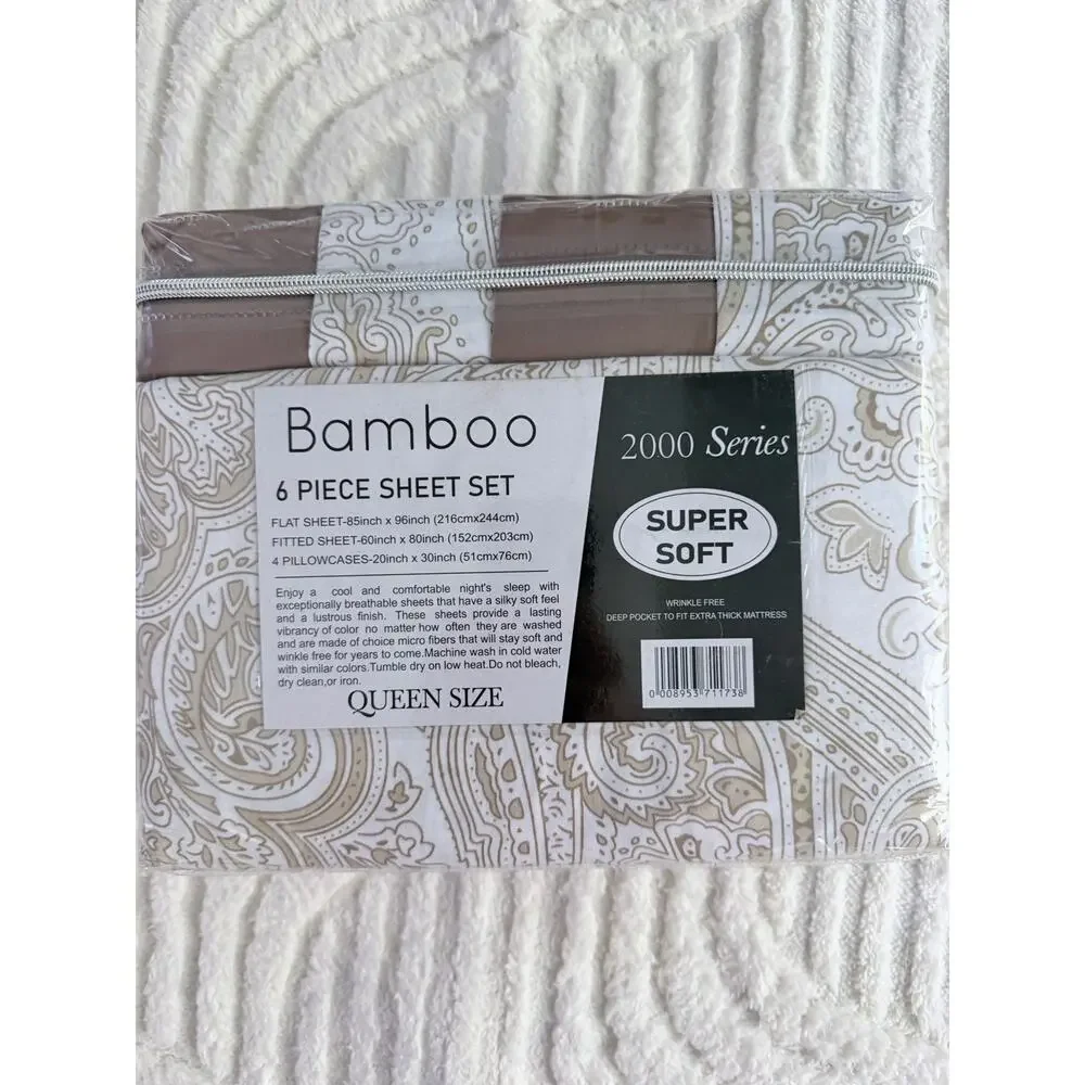 Organic Earth Bella Home Bamboo Six Piece Queen Size Brown/Taupe